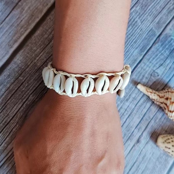 Bohemian Shell Armband Handvävt armband SVART Black