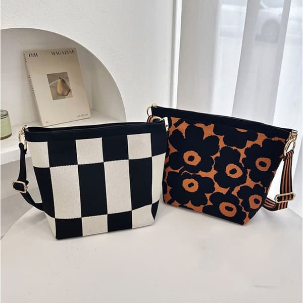 Crossbody Stickad Väska Stickad Handväska 3 3 3