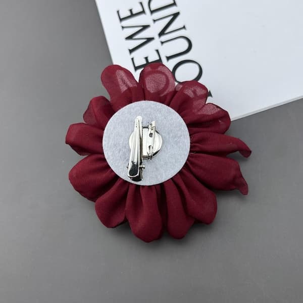 Stor Blomsterbrosch Slagstift VINRÖD wine red