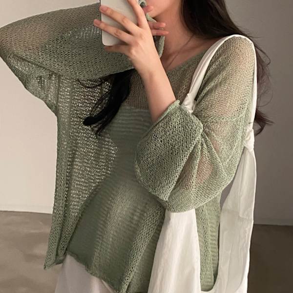 Hollow Out Bluser Strik Toppe APRIKOS Apricot
