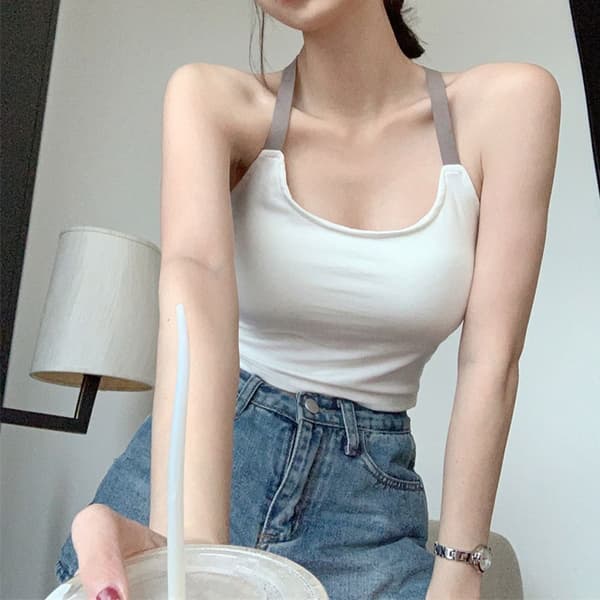 Cross Back Camisole Vest Ærmeløs Camisole GRÅ grey