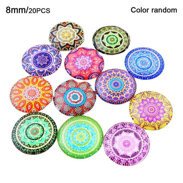 20 stk trykt glas cabochons Swirl glas cabochons 8MMCOLOR 8mmcolor random