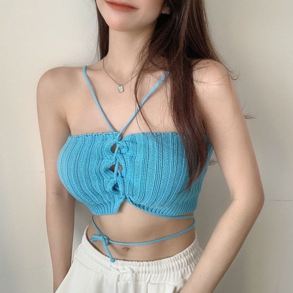 Stickade Crop Tops Sexiga linne FÄRG 7 FÄRG 7 Color 7