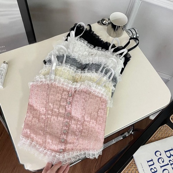Blommiga Camisole Linne i spets FÄRG 2 FÄRG 2 Color 2