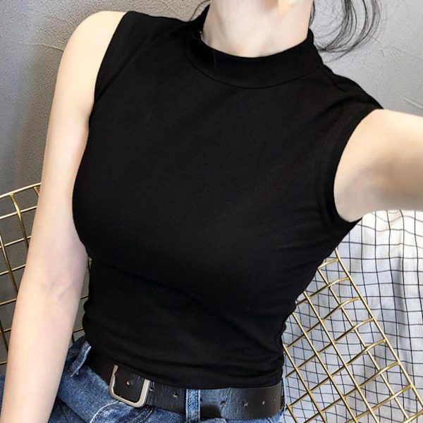 Ærmeløs Top Halv Højhalset Vest SORT XL Black XL