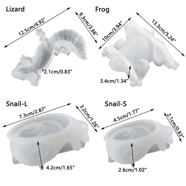 Lizard Silikone Form Harpiksforme SNEGL SNEL Snail