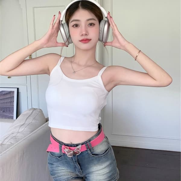 Linne Halter Crop Top VIT UNIFORM STORLEK White Uniform Size