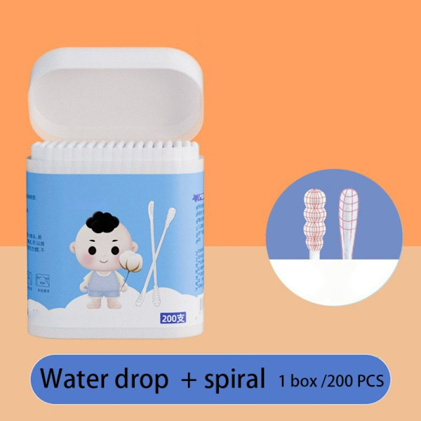 200 st Baby bomullspinne Sterila bomullsknoppar EAR SCOOP SPIRAL Ear scoop  spiral