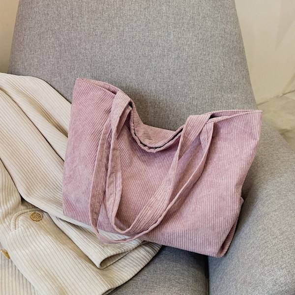 Myk cordfløyelveske Dame Canvas Håndveske ROSA pink