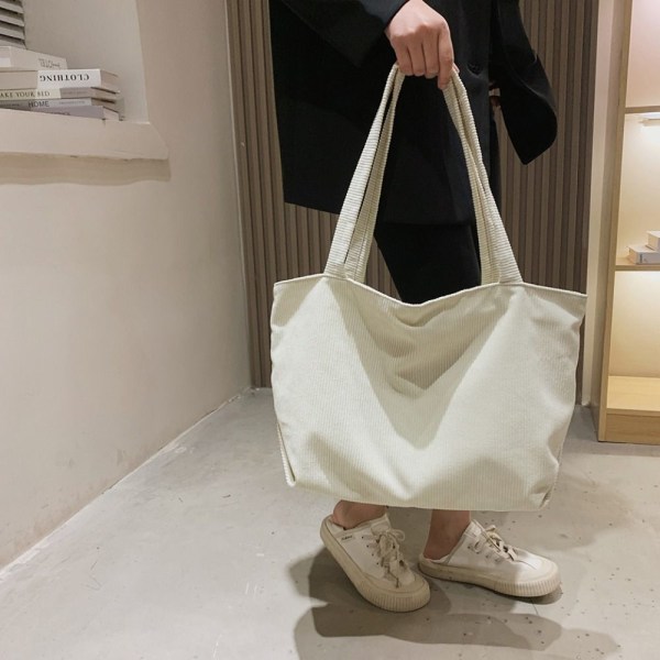 Myk cordfløyelveske Dame Canvas Håndveske BRUN brown