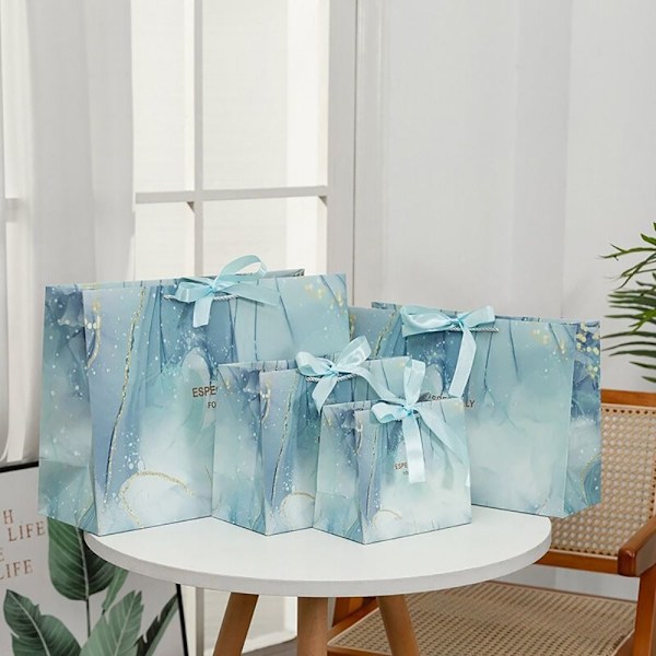 Marmor Print gavepose Papirpose BLÅ XL XL Blue XL-XL