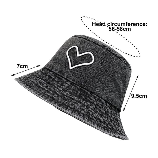Bucket Hat Solhat SORT-HVID HJERTE SORT-HVID HJERTE black-white heart