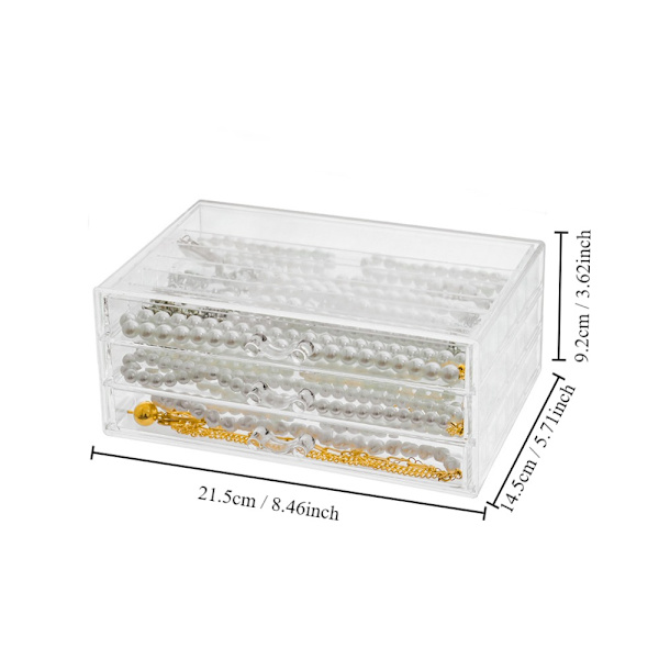 Halskæde Display Holder Halskæde Organizer Box 3 SKUFFE 18 3 Drawer 18 Girds