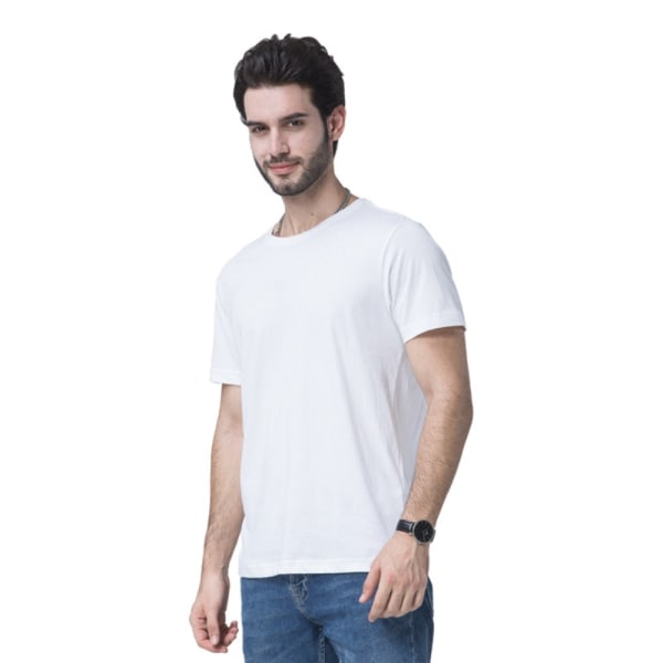 Hvit T-skjorte med rund hals for menn Ensfarget topper XXXL XXXL