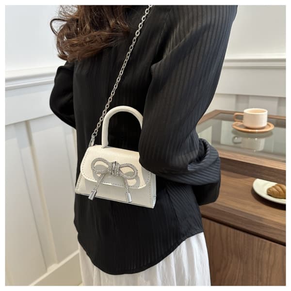 Bow Skuldertaske Messenger Taske SØLV Silver