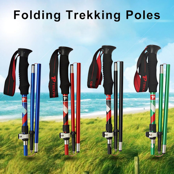 Foldbare vandrestave Foldelige trekkingstave SORT LANG LANG Black Long-Long
