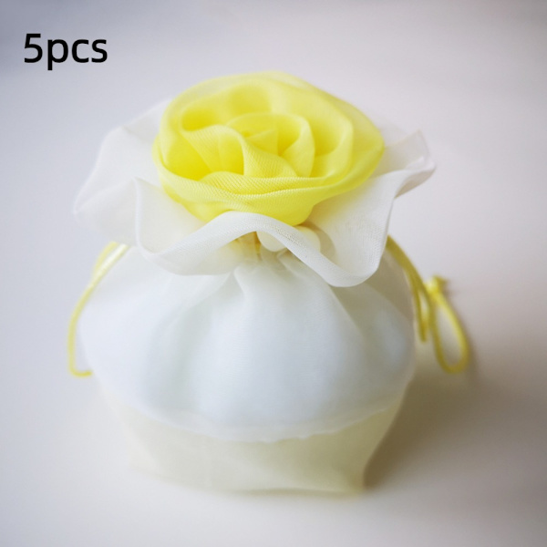5 st Blompresentpåse Dragskopåsar LJUSGUL light yellow