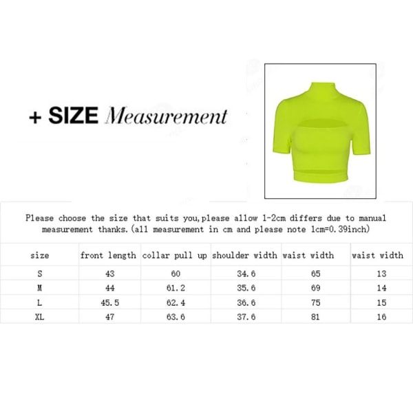 Ihålig enfärgad T-shirt dam T-shirt med halv turtleneck green S