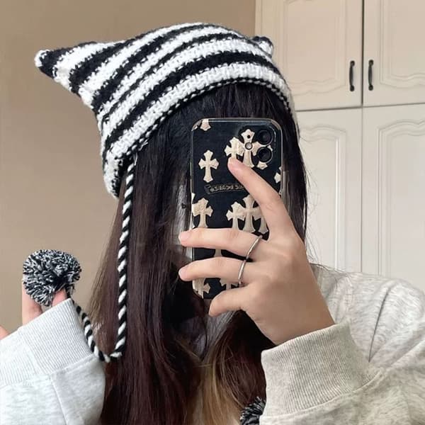 Japansk Beanie Lue Ins Little Devil GRÅ grey