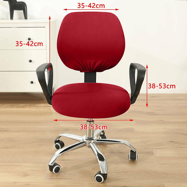 2 stk/sett Delbar Kontorstoltrekk Setetrekk KUN RØDT TREKK red only cover-only cover