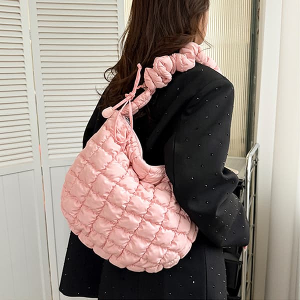 Quiltet mulepose til kvinder Puffer mulepose SORT Black