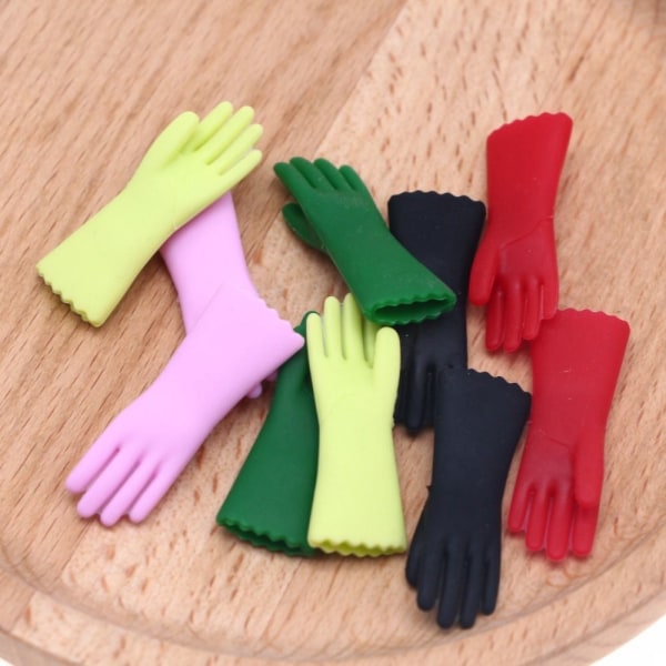 Dollhouse Gloves Miniature Cleaning Gloves PUNAINEN red