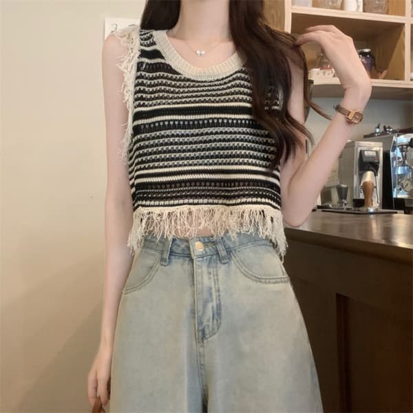 Ärmlös Tank Top Stickad Camisole Topp KAFFE KAFFE coffee