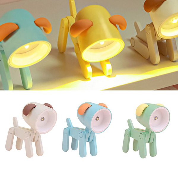 LED nattlys tegneserie skrivebordslampe GUL VALP VALP yellow puppy-puppy