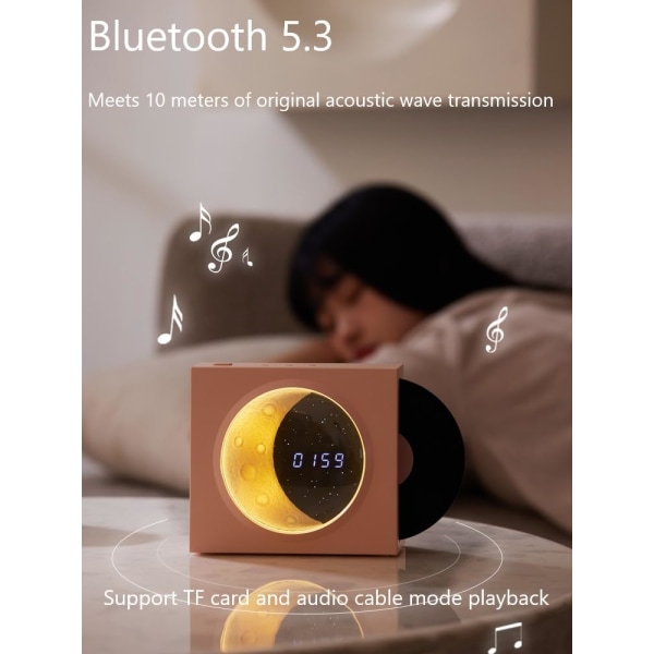 Retro Bluetooth högtalare Musikspelare Moon Night Light för kontorsinredning i sovrummet-Gul