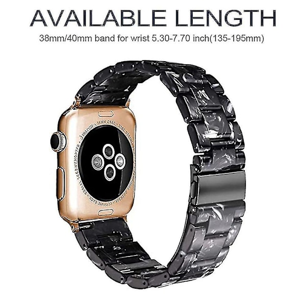 Kompatibel Med Apple Watch Strap Series 5/4/3/2/1, Harts Handbandsband. Black Flowers 38-40mm