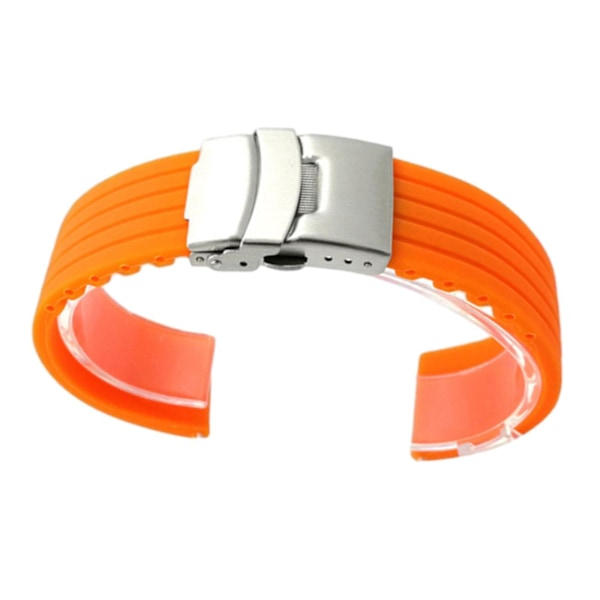 Silikone Klocka Band, Vattentät Ersättning Snabb Release Fitness Stripad Hållbar Justerbar Handledreme orange 24mm