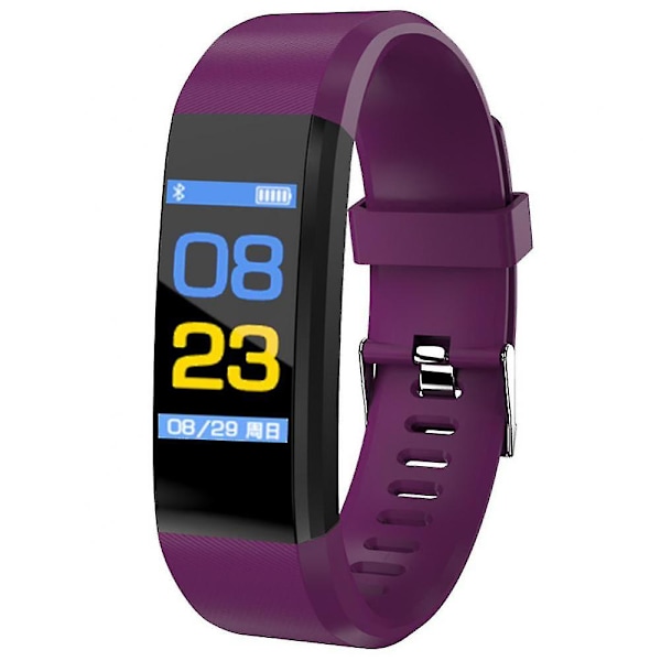 115 Plus Smart Armband Bluetooth Smart Klocka Hjärtfrekvens Blodtrycksmonitor Fitness Tracker Tracker. Purple