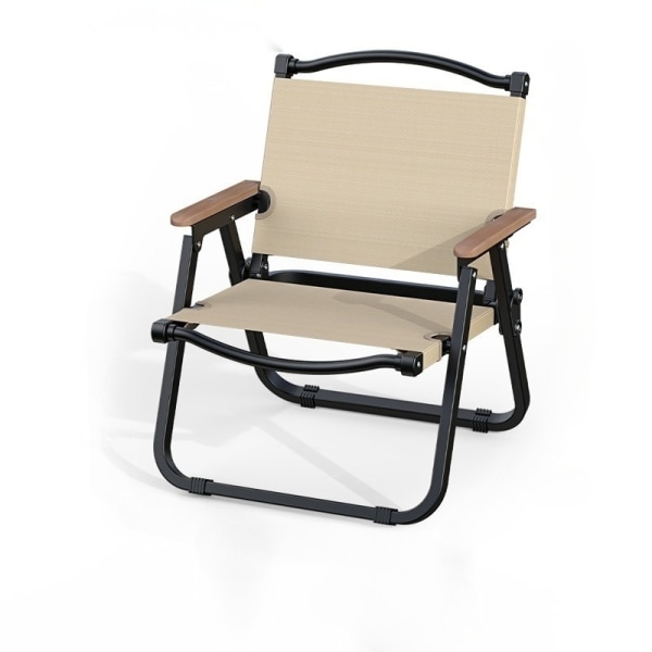 Bärbar hopfällbar stol, vandringsstol - lämplig för vandring, resor, picknick - stor storlek - svart stolsram khaki