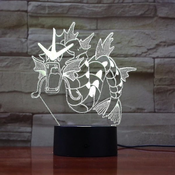 Gyarados 3D Led Natt Ljus Sovrum Table Lampa Färgbyte