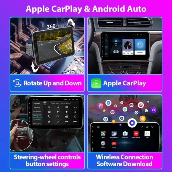 Universal 360 graders rotation Stereo Car Android-skärm Bil DVD-spelare 1 Din Navigator 10 Inch Radio Android Car Monitor 10