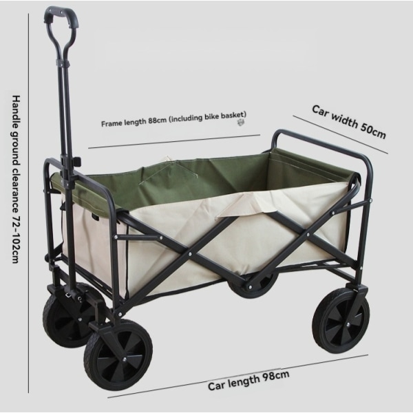 Hopfällbar barnvagn med 8-tums nya stora universal i gummi (beige)