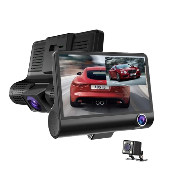 HD Night Car Dvr Dash Cam 4,0 tums videoinspelare T319 Dash Cam 3 kameralins med backkamera black 4GB