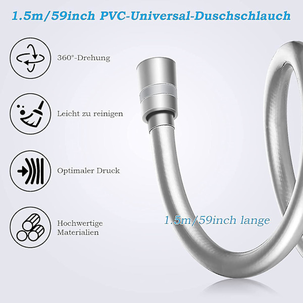 Duschslang Av Hög Kvalitet, 3M Lång Kromduschslang I Rostfritt Ståll Format1