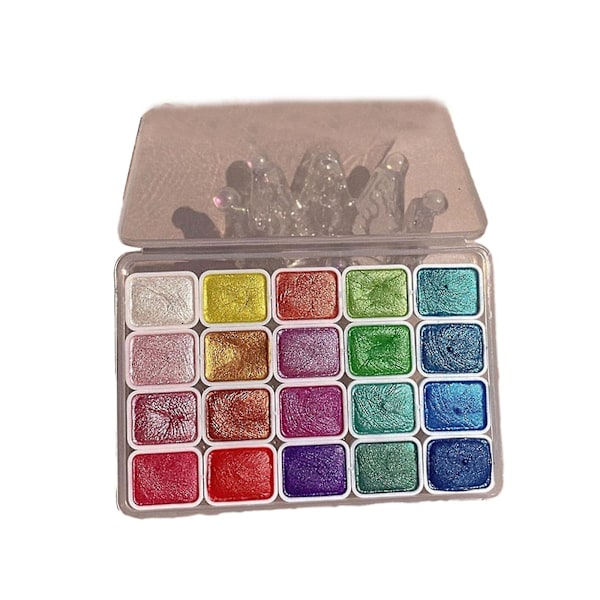 20 Färger Akvarell Målning Pigment Set Pärlemorskimrande Glitter Akvarell Färger-Sdr