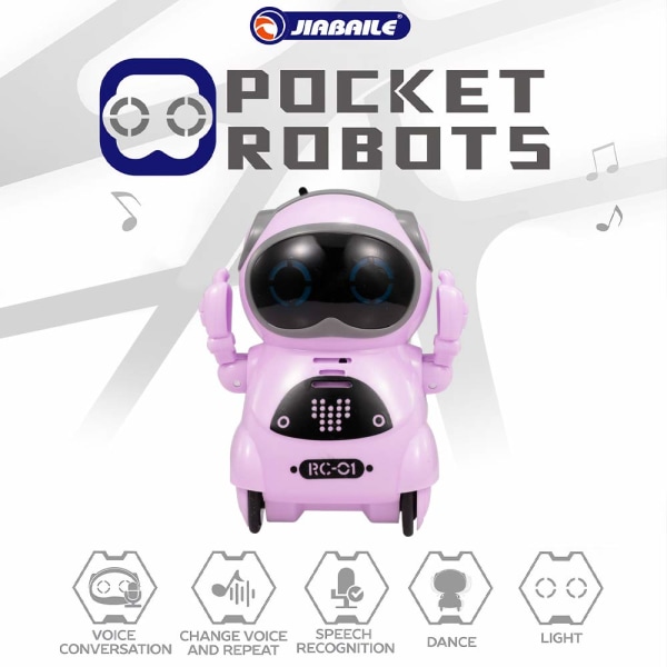 939A Pocket Robot talar interaktiv dialog Taligenkänning Inspelning Sjunger Danser Berättande Minirobotleksak pink
