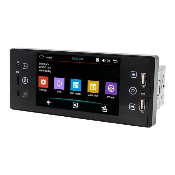 5-tums enkel Din bilstereo BT MP5-spelare FM-radiomottagare stöd USB/AUX/TF-anslutning Rattkontroll med kapacitiv