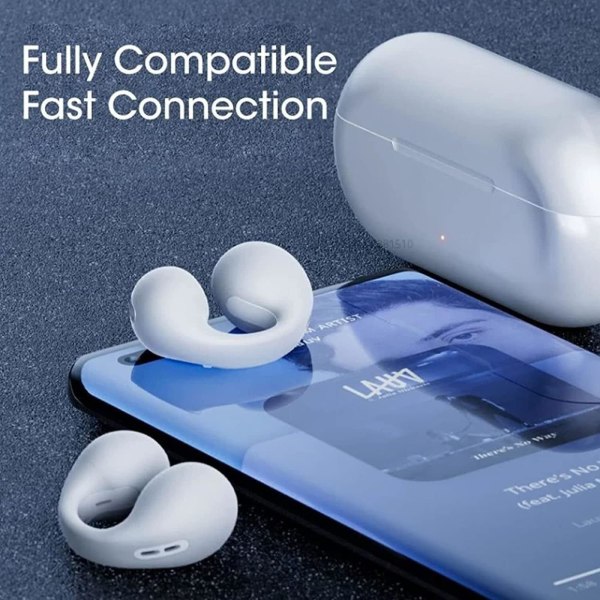 Smarta trådlösa Bluetooth hörlurar med öppen brusreducering med trådlös laddningsbox och digital display Sport Bluetooth hörlurar (lila)