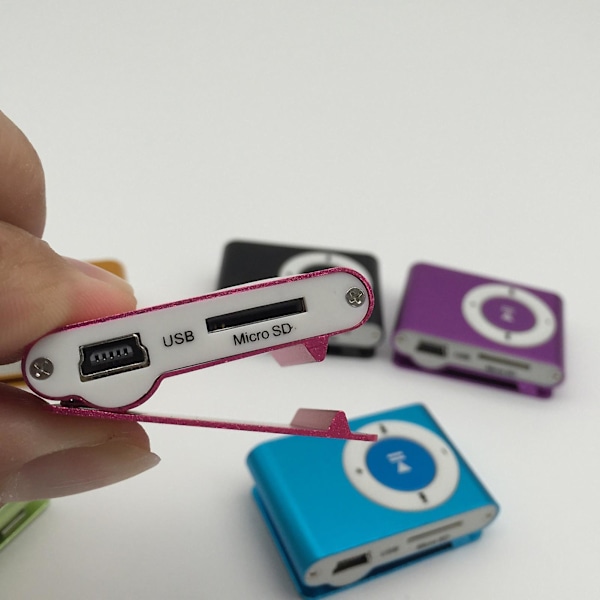 Hiborth Mini Mp3-Spelare Bärbar Tf-Kortplats Metallklämma Usb Sport Digital Musik Walkman För Löpning Rosa