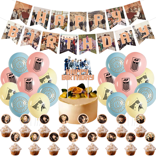 ATEEZ Födelsedag Dekoration för Pojkar, Populära Födelsedag Ballonger, Fa