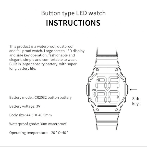 Student Digital Sport Watch Kvinnor Män Led Digital Klocka Vattentät Elektronisk Armbandsur Barn Fitness A6