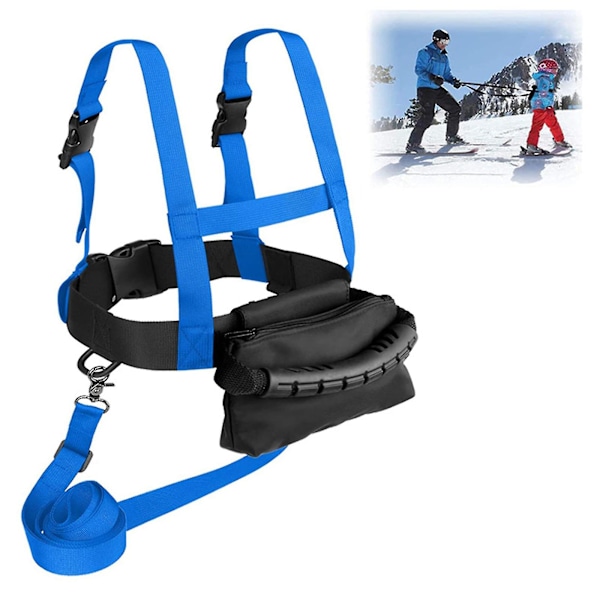 Barn Ski Shoulder Harness W / Förvaringsväska - Utomhus Barn Skidåkning Säkerhetsrem & Anti-Fall Rep För S Träning (20-80Cm) blå