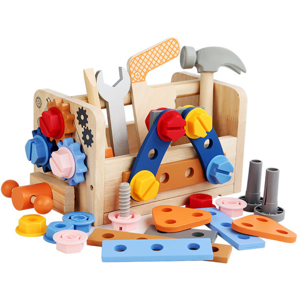 Set av trä Montessori-leksaker för toddler Pedagogiska konstruktionsleksaker Låtsaslek Set för toddler