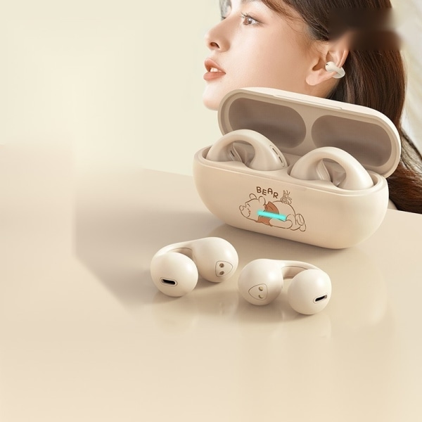 Söt stil Bluetooth hörlurar Vattentät duschpropp Benledningsöronproppar Bluetooth 5.3 Ear Clip-hörlurar (hudfärg)