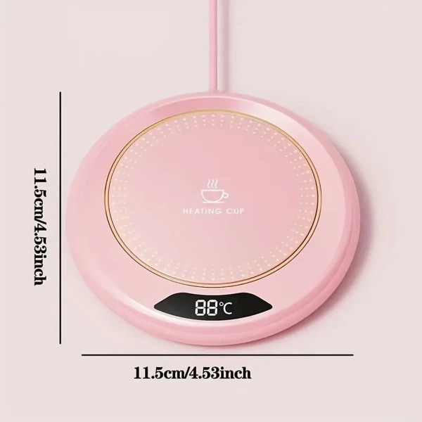 USB -koppvärmare Mini Bärbar Kaffemugg Värmeunderlägg Smart Digital Display Termostatisk justering Timing Värmare För Mjölkte (rosa)