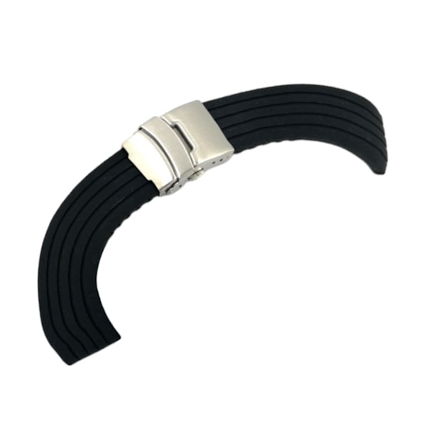 Silikone Klocka Band, Vattentät Ersättning Snabb Release Fitness Stripad Hållbar Justerbar Handledreme black 24mm